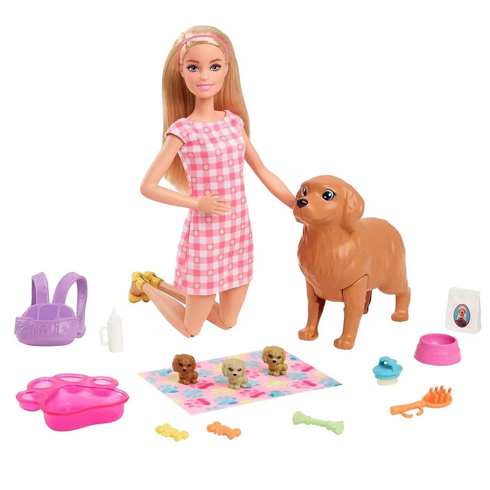 Barbie & Puppy Dog Pets Set and Barbie: My Book of Puppies (Little Golden Book)